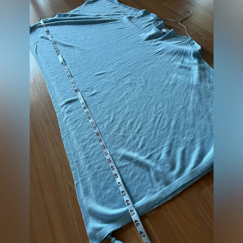 J. Jill Linen-Blend Light Blue Tassel Hem Poncho Top One Size Flowy Boho